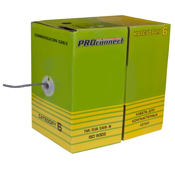 PROconnect Кабель витая пара омедненный, F/UTP, категория 6, PVC, 4PR, 23AWG, внутренний, серый, 305