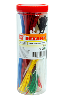 Набор хомутов-стяжек нейлоновых REXANT 100, 200 мм, цветные, НХ-2, тубус 300 шт. Набор хомутов-стяжек нейлоновых REXANT 100, 200 мм, цветные, НХ-2, тубус 300 шт.