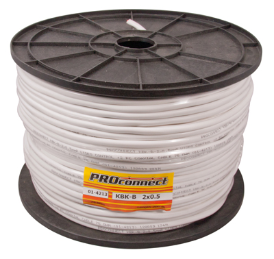 Кабель КВК-В-2+2x0,50 мм² (Cu/Cu) белый (бухта 200 м) PROconnect