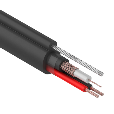 Кабель КВК-П-2+2x0,75 мм², +ТРОС (Cu/Cu) черный (бухта 305 м) REXANT