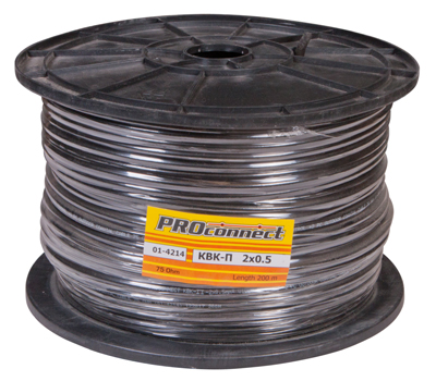 Кабель КВК-П-2 +2x0,50 мм² (Cu/Cu) черный (бухта 200 м) PROconnect