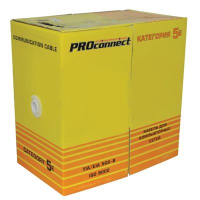 PROconnect Кабель витая пара омедненный, U/UTP, категория 5e, PE, 4PR, 24AWG, внешний, черный, 305 м
