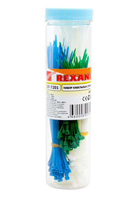 Набор хомутов-стяжек нейлоновых REXANT 100, 150, 200 мм, цветные, НХ-1, тубус 200 шт. Набор хомутов-стяжек нейлоновых REXANT 100, 150, 200 мм, цветные, НХ-1, тубус 200 шт.